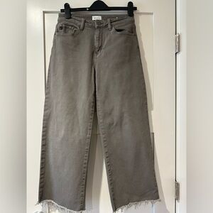 Kancan size 26 high rise wide leg crop jeans in gray/green color.  Some stretch